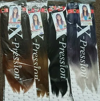 £8.99 • Buy Xpression Pre Stretched Ombre Braids Hair Extensions X 3bundles In A Pack - 50''