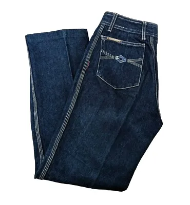 Women's Vtg Jordache Jeans High Waist Dark Wash W/Blue Embroidery Sz 31 See Meas • $34.99