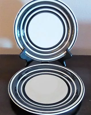 HD Designs Black Bands On White Dinner Plates X2 • $15.98