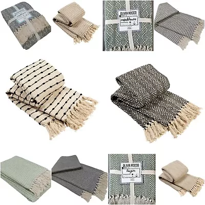 New Eco Friendly 100% Cotton Throws Soft Comfy Sofa Bed Chair Settee Blankets • £9.90