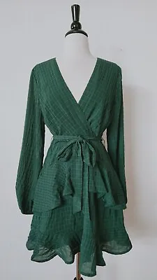 Anthropologie Dress New A4 Size Medium Green Ruffle Romantic Granny Boho Retro • $38