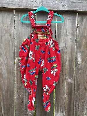 Vintage OshKosh B'gosh Vestbak Red Corduroy Overalls Horse Cactus 6 - 9 Months • $68.35