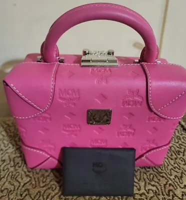 NWD MCM Berlin Mini Box Sugar Pink Monogram Leather Crossbody Handbag Dustbag • $325