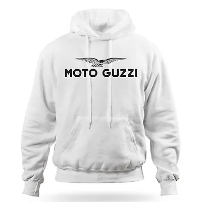 Sweatshirt Jersey Hooded Motoguzzi Moto Guzzi White Black Man S M L XL XXL • $36.89