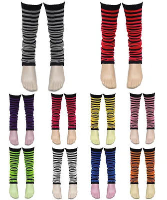 80's Neon Leg Warmers Stripes Fancy Dress Hen Flo Night Party Costumes For Tutu • £2.95