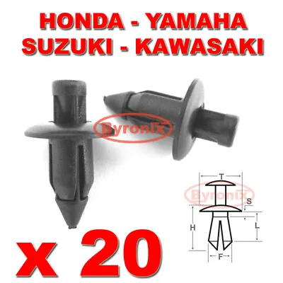 £4.75 • Buy BIKE FAIRING PANEL TRIM CLIPS PLASTIC RIVET Honda Yamaha Suzuki Kawasaki 6mm X20