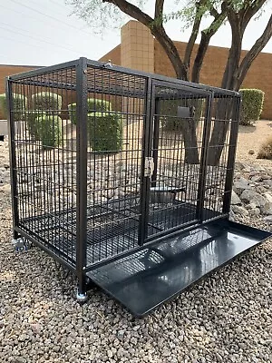 Heavy Duty Pet Dog Kennel Crate Cage ✅ W/Metal Grid Tray & Casters 🐶🐶Stackble • $150