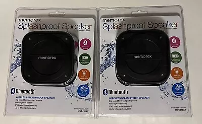 MEMOREX ~ SPLASHPROOF Speaker ~ Bluetooth Wireless ~ Set Of 2 ~ MW541BKY ~ NEW • $22.50