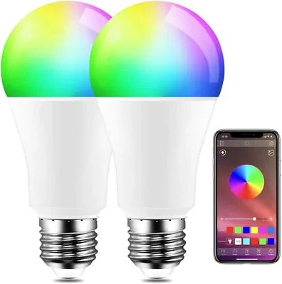 LED Music Sync Color Changing Light Bulb & APP 60W Equivalent Soft White 2 Pack • $10.99