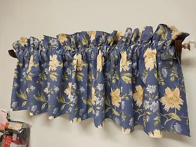 Laura Ashley Emilie Straight Valance Blue Yellow Green Floral 86  X 15 -2 Availa • $49.99