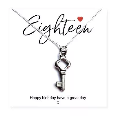 18th Birthday Key Necklace & Message Card • £12.99