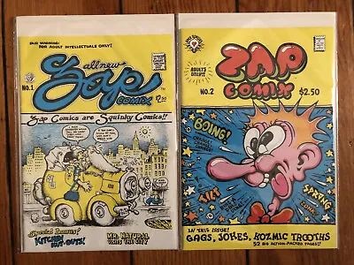 ZAP #1 Last Gasp 8th Print & #2 Apex Novelties 5th Print Old Store Stock NEW NM • $49.99