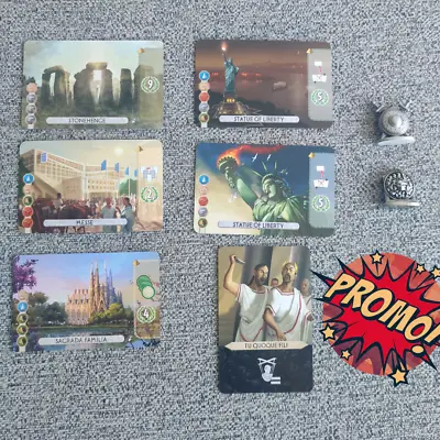 7 Wonders Duel Mini Expansion Promo Cards & Metal Tokens • $40