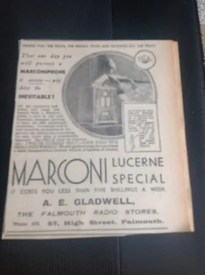 C5-2 Ephemera 1934 Advert Marconi Marconiphone Radio Lady At Window Gladwell • $2.99