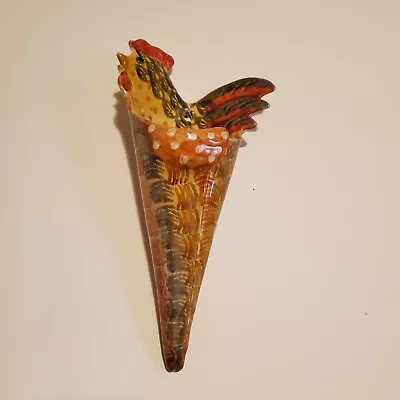 Vintage Rooster Wall Pocket.  Italian ARS Italy.  Redware Clay • $10