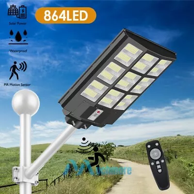 Commercial 100000000000LM 1600W Solar Street Light IP67 Dusk-Dawn Road Lamp+Pole • $119.69