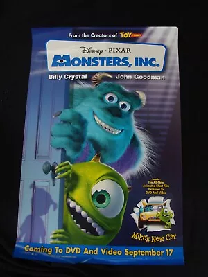 Disney Pixar MONSTERS INC Movie Poster Original Video Store Promo • $30