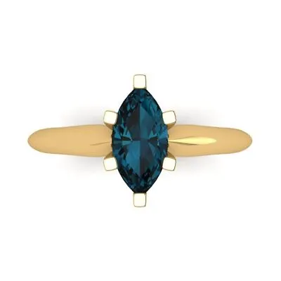 1 Ct Marquise Cut London Blue Topaz Wedding Bridal Promise Ring 14k Yellow Gold • £281.16