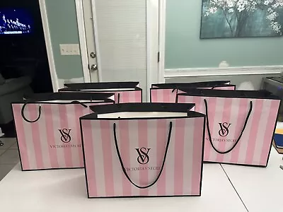 8 Used VICTORIA'S SECRET STRIPE PAPER SHOPPING GIFT BAGS • $8