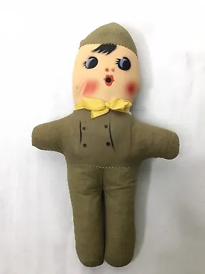 Vintage WWII Era Soft Body Buck Military Private Doll 11.5  Straw Stuffed • $59.99