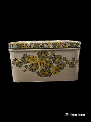 Vintage Floral Metal Bread Pastry Tin Hinged Box • $60