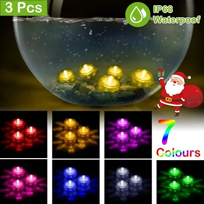 3Pcs LED Submersible Tea Light Waterproof Candles Decor Lamp Light With Battery • $6.59