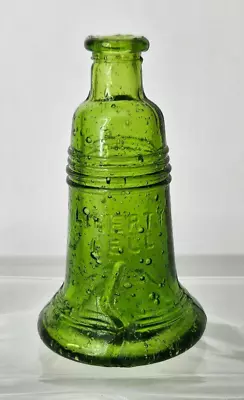 Vintage Wheaton Miniature Glass Bottle GREEN LIBERTY BELL Cathedral Brand 3  • $6.99