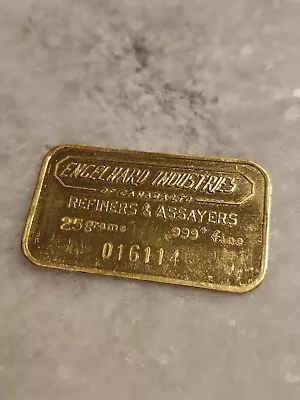 VINTAGE Engelhard Industries 25g Grams .999 Fine Gold Bar Bullion Almost 1oz • $2295