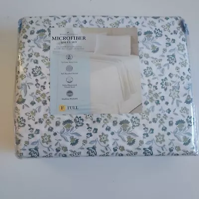 Home Classics Microfiber Full Sheet Set White Paris Floral Pattern Soft $44.99 • $8.99