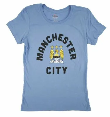 Majestic Manchester City F.C EPL Coastal Blue Women's T-Shirt NEW • $18.99