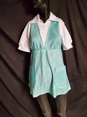 Vtg 70s 80s XS Waitress Uniform Top Tunic 1970s 1980s Dress Empire Waist Pockets • $19.99