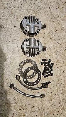 Antique 1940 Champion D2F Twin 5.5hp Outboard Boat Motor Cylinder Heads & Lines • $16