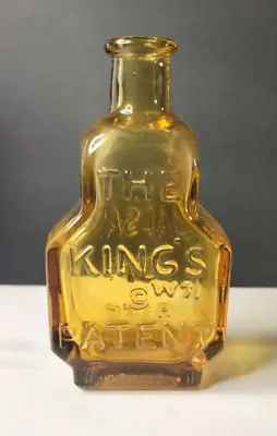 Vtg Wheaton NJ Mini Glass Bottle  The King's Patent Balsam Of Life  AMBER • $9