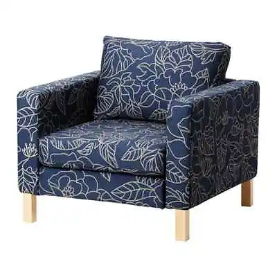 Genuine Ikea Karlstad Armchair Cover Bladaker Blue/Beige 902.290.55 • £130