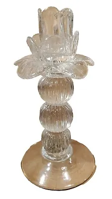 Vintage Venetian Blown Glass Floriform 7.25 Candlestick Holder • $22