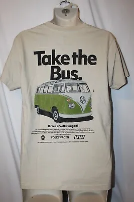 Mens Vw Volkswagen Bus T-shirt M Nwot Take The Bus Beige Hippie • $14.95