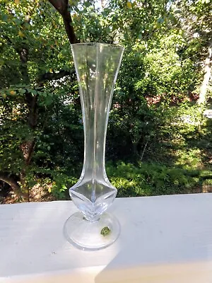 $65 • Buy Vtg Bud Vase Clear Val St Lambert Belgian Crystal Vase Signed Foil Label Mint