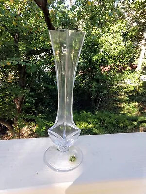 Vtg Bud Vase Clear Val St Lambert Belgian Crystal Vase Signed Foil Label Mint • $65