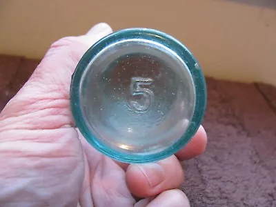 Vintage  Round Clear Medicine Bottle 3 3/4  NO STOPPER # 5 On The Bottom ~RARE~ • $12.99