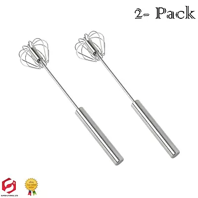 2xEgg Beater Self Turning Semi-automatic Whisk Hand Mixer Blender Kitchen Tools • £9.49