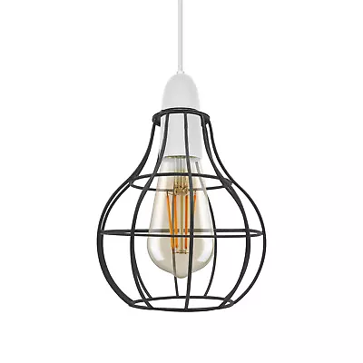 Ceiling Light Shade Geometric Pendant Lampshade Easy Fit Hanging Metal Wire Cage • £8.89