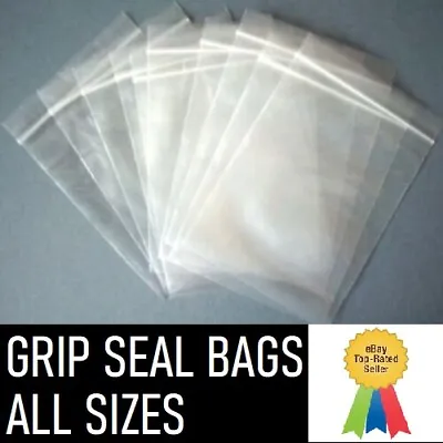 Grip Seal Bags ALL SIZES Resealable Self Seal Clear Polythene Plastic Zip Lock • £1.19