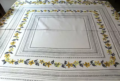 Vintage Golden Blossoms Tablecloth 53  X 47  • $16