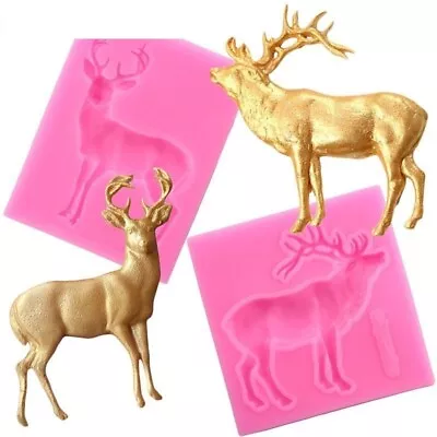 Deer Silicone Mold 3D Polymer Clay Chocolate Cookie Moulds Cake Decorating Tools • $13.06