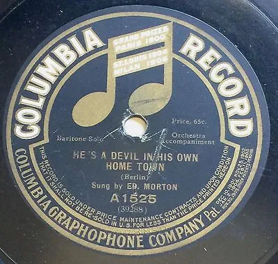 $15.99 • Buy  He's A Devil In His Own Home Town  Vintage 1914 Columbia 78rpm Record #39288