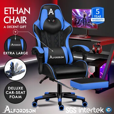 $179.95 • Buy ALFORDSON Gaming Chair Office Executive Racer Larger Lumbar Cushion Seat Leather