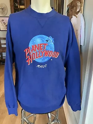 Vintage 1990’s Planet Hollywood Maui Embroidered Sweatshirt Blue Men’s Medium • $24.99