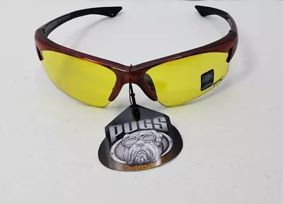 PUGS UV400 Protection Sunglasses Style# 1301A Red Frames Yellow Lenses • $9.99