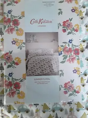 Cath Kidston Double Duvet Cover Pillowcases Set Summer Floral 100 % Cotton Bnwt • £40