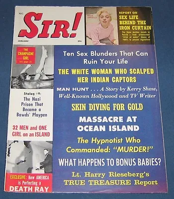 Sir!  Jan 1963  Men’s Adventure Magazine  Nice • $13.98